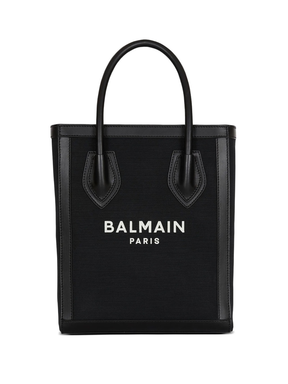 Balmain Black  leather trimmed canvas tote bag
